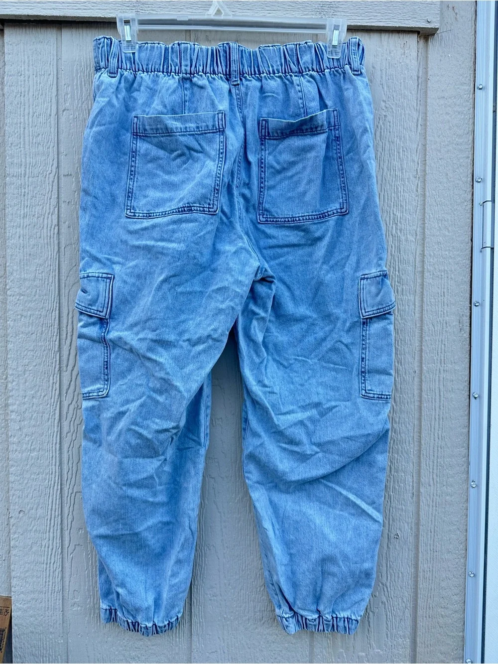 J.Crew Denim cargo jogger jeans womens 31 blue pockets elastic waist